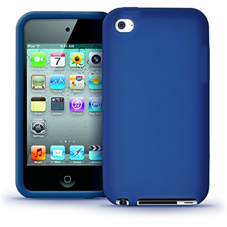 iGadgitz Blue Silicone Skin Case Cover for Apple iPod Touch 4th Generation 8gb, 32gb, 64gb   Screen Protector
