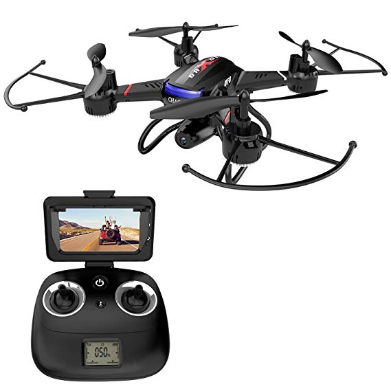 Holy Stone F181G Drone with Camera 5.8G FPV Live Video for Kids Beginners Adults Quadcopter with HD LCD Transmitter, RC Helicopter Airplane with Altitude Hold 3D Flip Headless Mode, Modular Battery