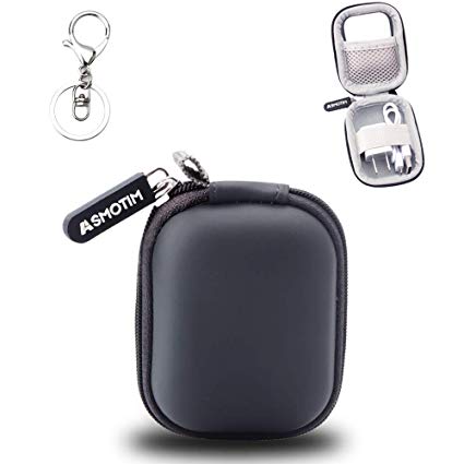 Hard Airpods Case ASMOTIM Mini Airpods Case Earbud Case Airpod Protective Case Hard PU Leather with Soft Inner Metal Clasp and Keychain Compatible with Apple AirPods Bluetooth Headphone Earphone(Grey)