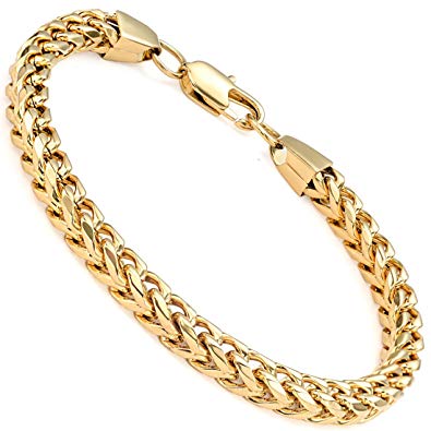 FIBO STEEL 6-8 mm Wide Curb Chain Bracelet for Men Women Stainless Steel High Polished,8.5-9.1