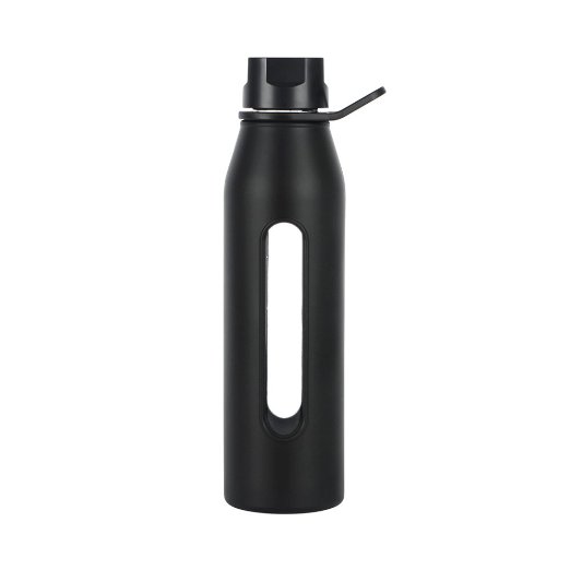 Takeya Classic Glass Water Bottle with Silicone Sleeve Black 22-Ounce