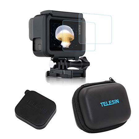 TELESIN Tempered Glasses Lens Film Protector  Mini Carry Case Bag   Lens Cover Cap Accessories Kit for GoPro Hero 7 Black Hero 6 Hero 5 Black Hero (2018)