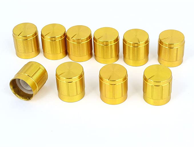 10pcs 6mm Hole Dia Light Lamp Dimmer Control Rotary Knob Cap Gold Tone