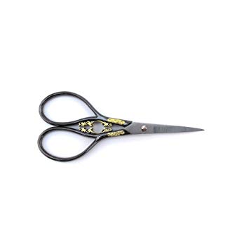 Antique Style Heirloom Craft Embroidery Scissors w/ Decorative Cast Handles Classic Scrollwork Motif - Black - BambooMN