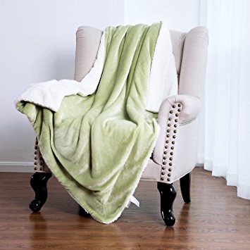 Bedsure Sherpa Blanket Throw Blankets Bed Blankets, Soft Cozy and Warm(Reversible/Textured/Fuzzy), 50" x 60" Sage Green