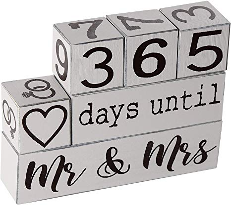 Down To Date Wedding Countdown Calendar - Wooden Countdown Block - Just Engaged Gifts - Countdown Until Wedding - Engagement Gift