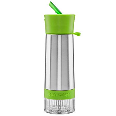 Aqua Zinger by Zing Anything, Stainless Steel Infuser Bottle, Double Wall Insulate Reusable Water Bottle, Citrus Infusion, Active Infusion, Food Grade 18/8 Stainless Steel, Hydration, 20 oz, Green