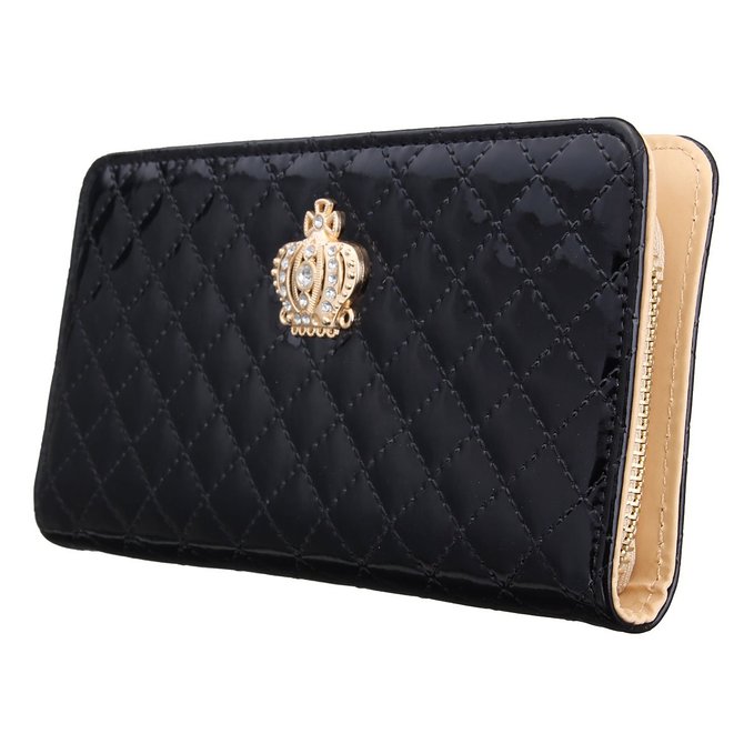 OURBAG Women Clutch Wallet Elegant Crown Lady Long Purse Leather Wallet
