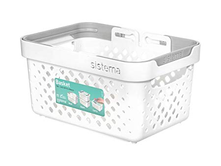 Sistema Stack 'n' Nest Basket-1.2 litre, White/Grey, 16.5 x 11.5 x 8.6 cm