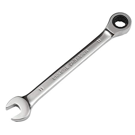 TOOGOO(R) Steel Fixed Head Ratcheting Ratchet Spanner Gear Wrench Open End & Ring Size, 11mm