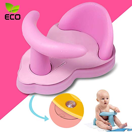 Foldable Baby Bath Seat - Baby Bathtub Seat for Sit Up - Multi-Function Anti-Skid Safety Seat, Newborn Practice Sitting Safety Chair with Backrest Support, for Kids, Toddlers, Babies Pink