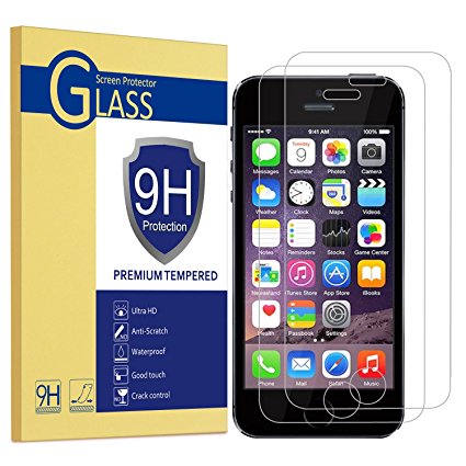 Famavala [2 Pack] Tempered Glass Screen Protector for iPhone SE/ 5S/ 5C/ 5 [9H Hardness] [Premium Clarity] [Scratch-Resistant]