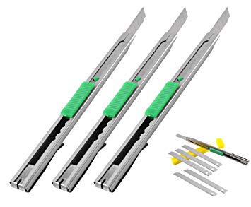 eZthings Heavy Duty 9mm Snap Off Blades Box Cutters Set for Cutting Materials: Wallpaper, Vinyl, Leather, Shrink-wrap (Auto-lock Utility Knife Set   Blades)