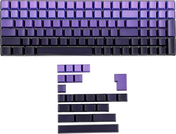 YMDK 124 Keys ANSI ISO Dyed Purple Gradient PBT OEM Profile Keycap for 104 87 61 64 68 84 96 MX Switches Mechanical Gaming Keyboard (Purple Gradient)