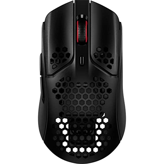 HyperX Pulsefire Haste – Wireless Gaming Mouse – Ultra Lightweight, 61g, 100 Hour Battery Life, 2.4Ghz Wireless, Honeycomb Shell, Hex Design, Up to 16000 DPI, 6 Programmable Buttons - Black (4P5D7AA)