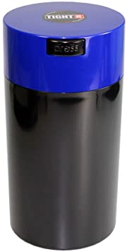 Tightpac America, Inc. Tightvac - 3 to 12 Oz Vacuum Sealed Storage Container, 1.3-Liter/1.1-Quart, Dark Blue Cap & Black Body