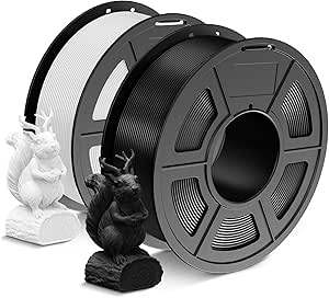 SUNLU Filament PLA 1.75mm, Enroulement Soigné Filament pour Imprimante 3D PLA 1.75mm,Précision Dimensionnelle  /- 0.02mm, Bobine de 1KG, Paquet de 2, pour Plupart des imprimantes 3D,PLA Noir Blanc