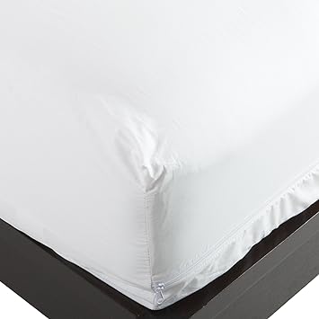 National Allergy Premium 100% Cotton Zippered Mattress Protector - Full Size - 16-inch Deep - White - Breathable Hypoallergenic Dust Mite & Bed Bug Proof Cover - Advanced Encasement