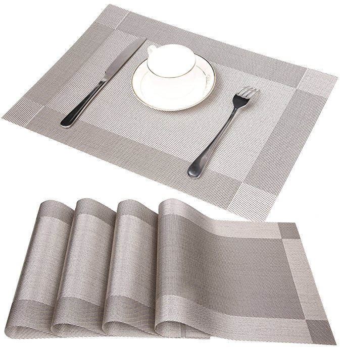 Famibay PVC Place Mats - Heat Insulation Stain-resistant Woven Table Mats for Kitchen Set of 4 - 30x45 cm (Color 4)