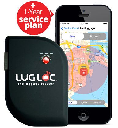 LugLoc Luggage Locator with 1-Year Service Plan! Also includes initial FREE 30-days of Unlimited Tracking, the Best Value for avid travelers!