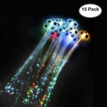 Etekcity 15 Pack LED Fiber Optic Lights up Flashing Hair Barrettes - Party Supplies