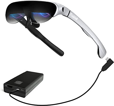 Rokid Air AR Glasses, Myopia Friendly Pocket-Sized Yet Massive 120" Screen with 1080P Dual Display, 43°FoV, 55PPD