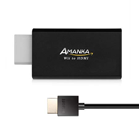 AMANKA Wii to HDMI Converter with 6ft High Speed HDMI Cable,Wii2HDMI Adapter Output Video&Audio with 3.5mm Jack