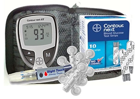 Contour Next EZ Meter, Manual, Case With 10 Contour Next Strips, 10 Lancets and Lancing Device