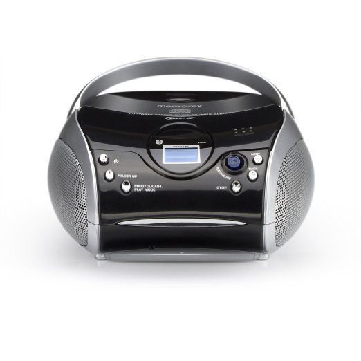 Memorex Bluetooth CD Boombox, (Black/Silver)