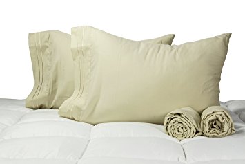 Emolli Bed Sheet Set,Supreme Collection 1800 Double Brushed Microfiber Luxury Bed Sheets Set With Anti-wrinkle, Anti-fade, Stain Resistant, Hypoallergenic, 4 Pieces (Queen, Beige)