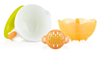 Nuby Garden Fresh Steam 'N' Mash Baby Food Prep Bowl and Food Masher White/Green