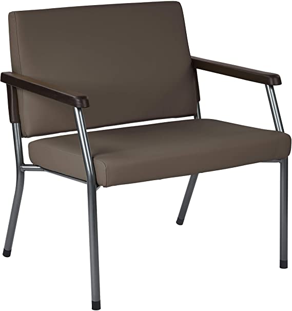 Office Star Bariatric Big & Tall Chair with Soft PU Arms, Sturdy Frame and Metal Back Bar Re-Enforcement, Max 500Lbs, Dillon Graphite Fabric