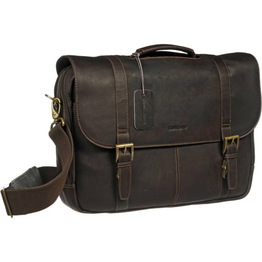 Samsonite Colombian Leather Flap-Over Laptop Messenger Bag