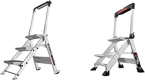 Little Giant Ladders Safety Step 3-Step Aluminum Step Stool (10310BA) and Little Giant Ladders Jumbo Step 2-Step Aluminum Step Stool (11902), Silver