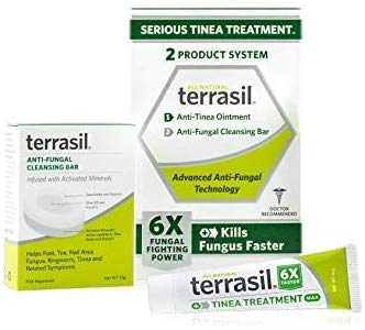 Terrasil Tinea Treatment 2-Product Ointment and Cleansing Bar System with All-Natural Activated Minerals 6X Tinea Fungus Fighting Power (14gm Tube   75gm bar)