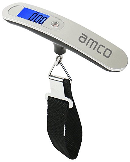 Luggage Weighing Scales from AMCO Direct - Electronic Suitcase Scale Lightweight for Travel Hanging Portable Digital Scale upto 50KG/ 110LB With Backlit With Tare Function Made with Stainless Steel