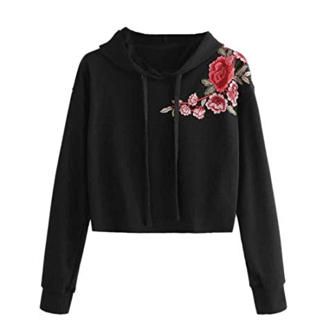 HOT ! Women Pullover, Ninasill Exclusive Hoodie Sweatshirt Jumper Sweater Crop Top Embroidery Pullover Tops