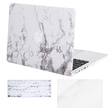 Mosiso - 3 in 1 Macbook Retina 13 Inch Soft-Skin Plastic Hard Case Cover & Keyboard Cover & Screen Protector for Macbook Pro 13.3" with Retina Display No CD-ROM (A1502/A1425), Marble Pattern