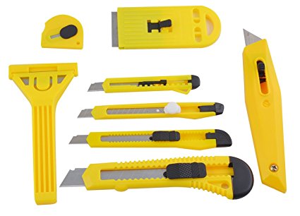 eZthings Heavy Duty Box Cutters Openers Utility Knives with Snap off Blades (Professional Cutting Set)