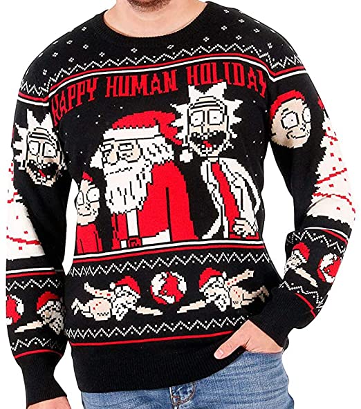 Rick and Morty Happy Human Holiday Ugly Christmas Sweater