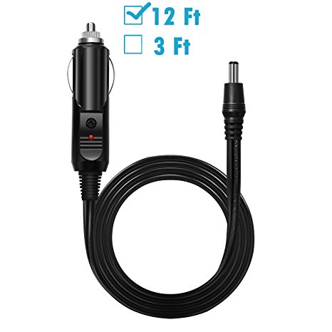 [UL Listed] Chanzon 12V 12Ft Car Cigarette Lighter to 5.5mm x 2.1mm Plug DC Power Supply Adapter 18AWG Cable for Electronic Appliances and LED Strip Lights Extension Cord Breast Pump