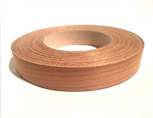 Cherry Preglued 2" X 50' Wood Veneer Edgebanding Roll - Flexible Wood Tape, Easy Application Iron On with Hot Melt Adhesive. Smooth Sanded Finish. Made in USA.