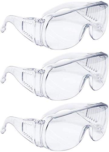 Safety Protective Glasses Crystal Clear Eye Protection Anti-Virus Dust-Proof Wind-Proof Dust-Proof Breathable Protection Goggles,Standard,(3 Pack) HMJ-09