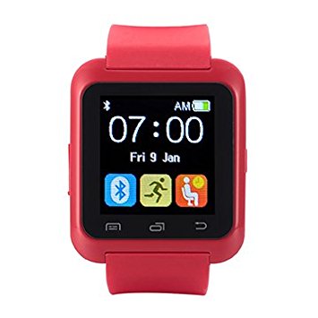 EasySMXd Bluetooth 4.0 Multi-Language Smart Wrist Watch Smartwatch with Touch Screen Compatible with Android Smartphones Including iPhone, Samsung, HTC, Sony (Red)