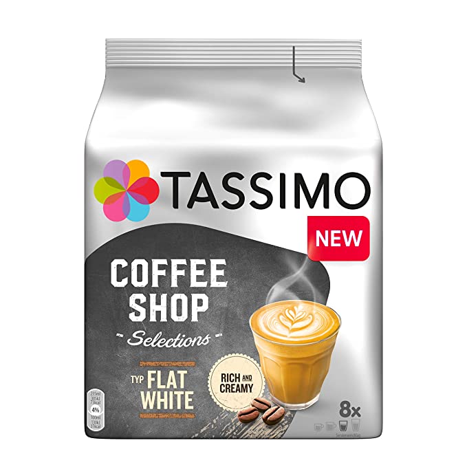Tassimo Coffee T Discs - T-disc - Capsules JACOBS Flat WHITE coffee pods 1 pack/8 discs