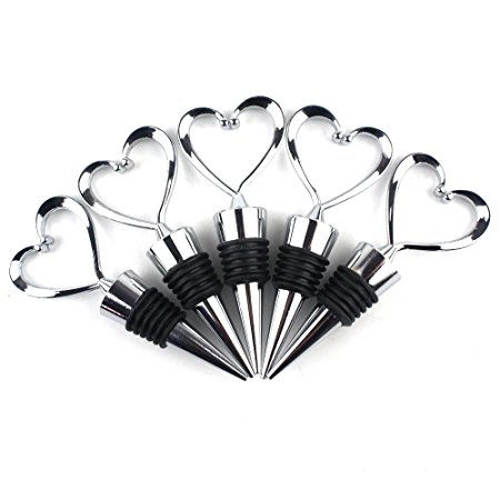 Lovelyou Stainless Steel Love Design Heart Shape Wine and Beverage Bottle Stoppers (5)