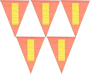 DOITOOL Safety Triangle Flag 5Pcs Replacement Pennant Safety Flag, Bike Safety Flag, Orange Cycle Safety Flag, High Visibility Bicycle Safety Flag (Style 2) Triangle Bike Flag