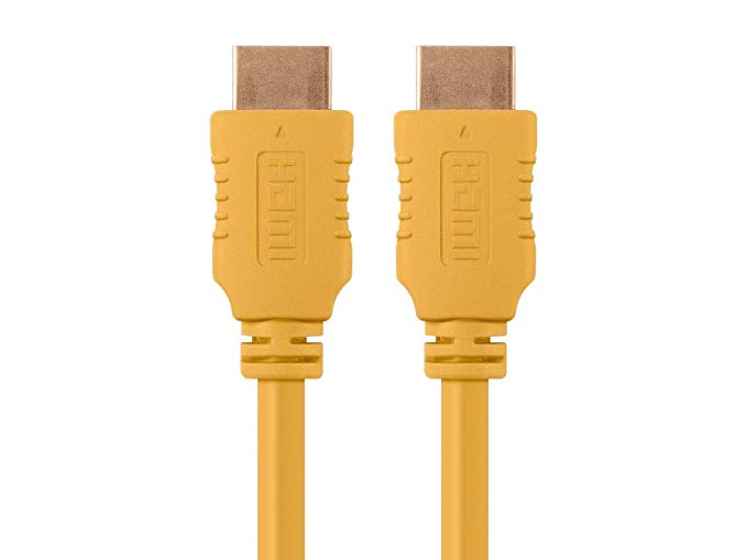 Monoprice HDMI High Speed Cable - 3 Feet -  Yellow, 4K@60Hz, HDR, 18Gbps, YUV 4:4:4, 28AWG - Select Series