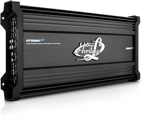 Lanzar 6-Channel Car Audio Amplifier - Wireless Bluetooth Audio Interface, 2 Ohm Stereo Stable with High Pass and Low Pass Filter Controls, Bridgeable at 4 Ohms, Bass Boost Circuit HTG669BT