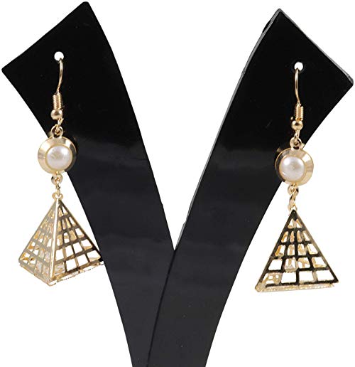 SNJ Golden Metal Triangle Shape Earrings Dangle for Women